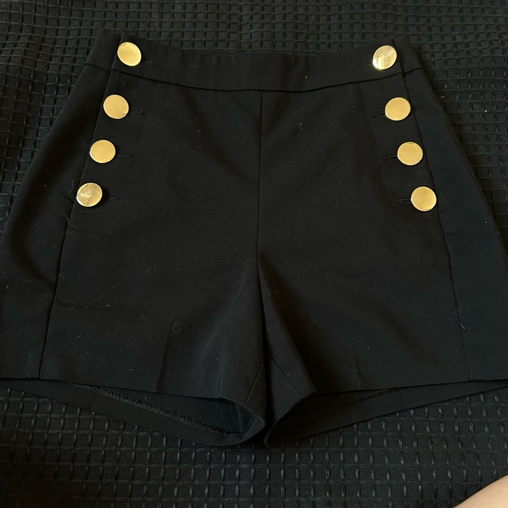 New Express Black High Waist Shorts with Gold Accents